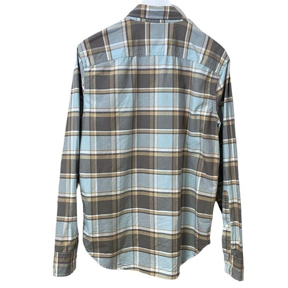 ABERCROMBIE & FITCH Mens Shirt Light Blue Tan Plaid Long Sleeve Cotton Button up - Picture 3 of 12